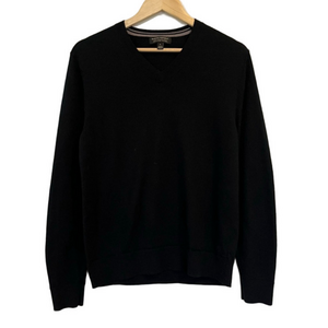 Banana Republic Black 100% Merino Wool V-Neck Sweater Super Soft Classic Casual